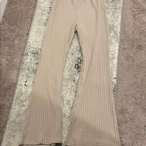 Tan Ribbed Flare Pants